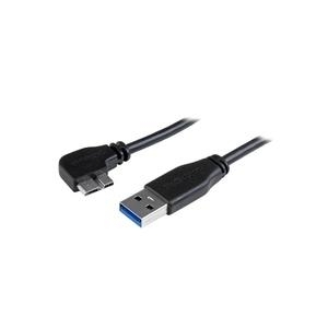 StarTech.com schlankes SuperSpeed USB3.0 A auf Micro B Kabel - St/St - USB-Kabel - 9-polig USB Typ A (M) - 10-polig Micro-USB Typ B (M) - 2,0m (USB3.0) - Winkelverbinder, links - Schwarz (USB3AU2MLS) von Startech