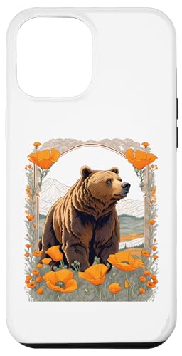 Hülle für iPhone 13 Pro Max Bär von Kalifornien in Mohnlandschaft von State Mammals, Flowers, Birds Gifts & Tees taiche