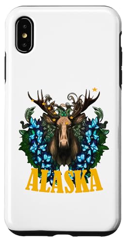 Hülle für iPhone XS Max Acht Sterne von Alaska mit Elch und Alpenblumen von State Mammals, Flowers, Birds Gifts & Tees taiche