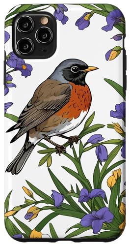 Hülle für iPhone 11 Pro Max Michigan Zugvogel Wacholder mit Irisblume von State Mammals Flowers and Bird Gifts & Tees taiche