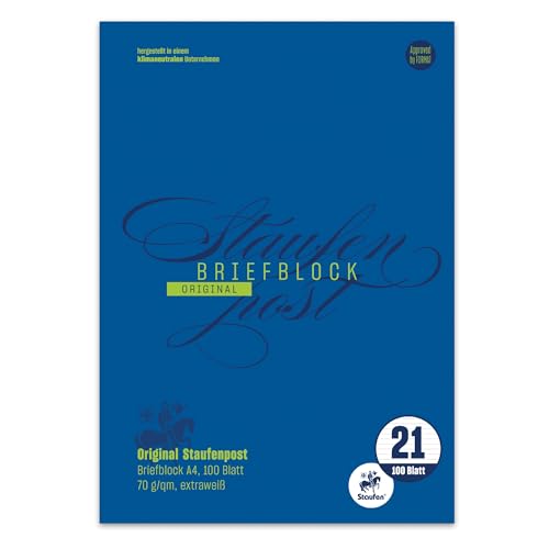 Staufen Style Briefblock - DIN A4, 100 Blatt Briefpapier, Lineatur 21, 70 g/m², liniert, Staufenpost von Staufen