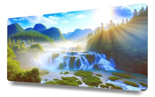 Mousepad 700x400x3mm Gaming Mauspad XXL, Zubehör für Büro, verbessert Präzision und Geschwindigkeit, rutschfeste Gummibasis, Für PC, Laptop. Großes Mousepad mit vernähten Kanten, Stufiger Wasserfall von Stceaol