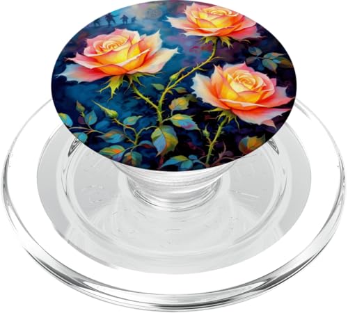 Fantasy-süße orange-rosa Rosen PopSockets PopGrip für MagSafe von Steampunk Cool Vintage Creations