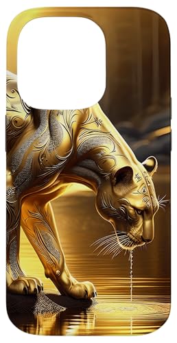 Hülle für iPhone 14 Pro Fantasy-süßes Panther-Flusswasser von Steampunk Cool Vintage Creations