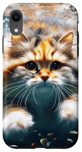 Hülle für iPhone XR Fantasy Süße Katze schwimmen unter Wasser von Steampunk Cool Vintage Creations