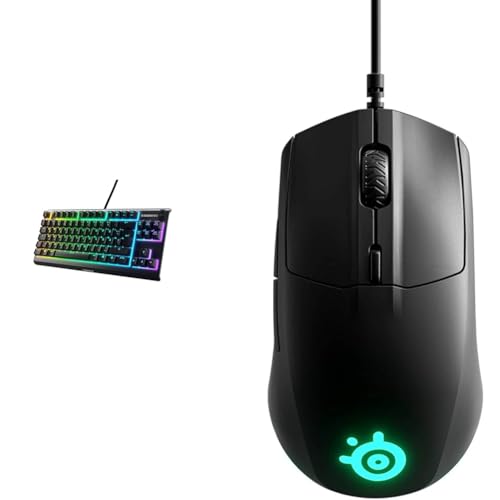 SteelSeries Apex 3 TKL - RGB Gaming-Tastatur & USB Rival 3 Gaming-Maus, optischer TrueMove Core-Sensor mit 8500 CPI, 6 programmierbare Tasten, Geteilte Triggertasten, Schwarz von SteelSeries