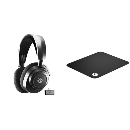 SteelSeries Arctis Nova 7 Wireless Multi-Plattform Gaming-Headset & QcK - Gaming-Mauspad - Stoff - Gummiunterseite - Schwarz (320mm x 270mm x 2mm) von SteelSeries