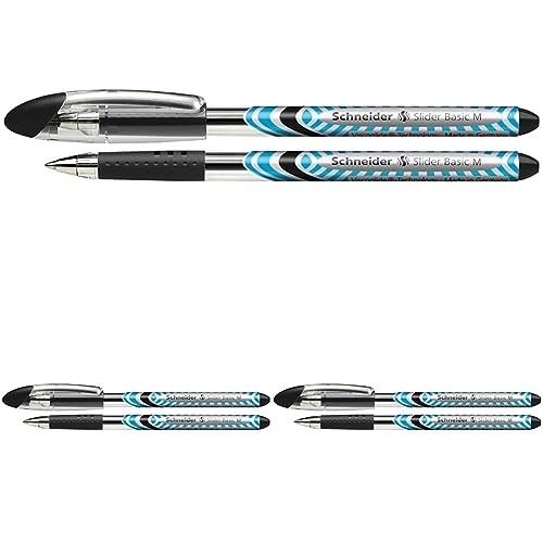 Kugelschreiber Slider Basic, Strichstärke M, Schaft silber/Schwarz (Packung mit 3) von Stella