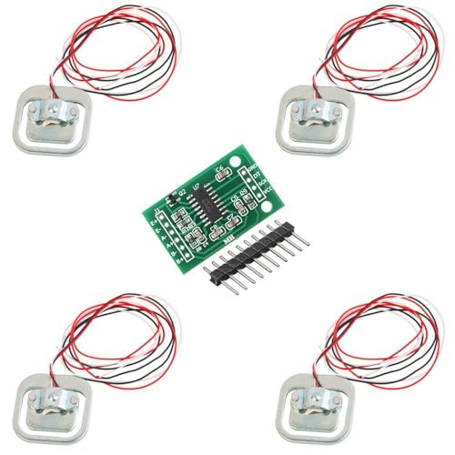 Stemedu 4 Stück Halbbrücken Wägezelle 50kg Halbbrücken-Dehnungsmessstreifen Gewichtungssensorse + 1 Stück HX711 Modul für Arduino Mikrocontroller DIY von Stemedu