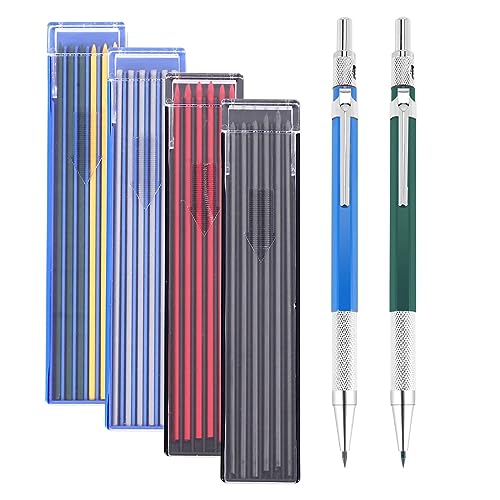 Steowsey 2 Stk. Schweißerbleistift Druckbleistifte Metallschweißmarker mit 48 Stk. Runden Minen für Tube Pipe Welder Steowsey 2 Stk. Schweißerbleistift Druckbleistifte Metallschweißmarker mit 48 Stk. Runden Minen für Tube Pipe Welder von Steowsey