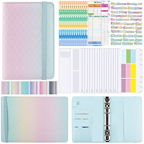 Steowsey A6 Gradient Macaron Binder Handbuch Notizbuch Leder PU Loseblattbuch Kassenbuch mit ReißVerschlusstasche, GrüN Rosa Steowsey A6 Gradient Macaron Binder Handbuch Notizbuch Leder PU Loseblattbuch Kassenbuch mit ReißVerschlusstasche, GrüN Rosa von Steowsey