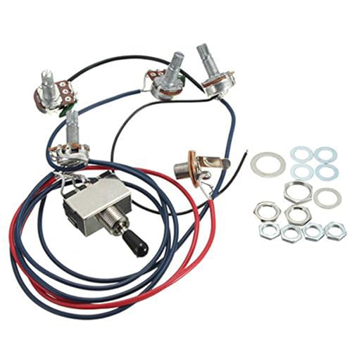 Steowsey Lp Elektor Gitarren Ton Abnehmer Kabel Kit 2T2V 500K Töpfe 3 Wege Schalter mit Buchse für Dual Humbucker Les Pual Stil Gitarren, Schwarze Kappe Steowsey Lp Elektor Gitarren Ton Abnehmer Kabel Kit 2T2V 500K Töpfe 3 Wege Schalter mit Buchse für Dual Humbucker Les Pual Stil Gitarren, Schwarze Kappe von Steowsey