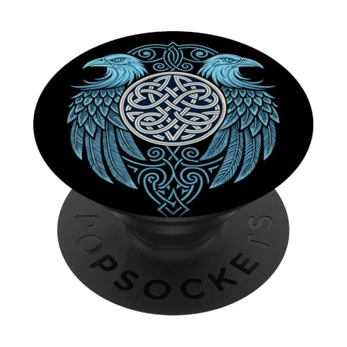 Antikes nordisches Knotenwerk Raben – Viking Huginn & Muninn PopSockets Klebender PopGrip von Steps To Valhalla with Odins Ravens Knotwork