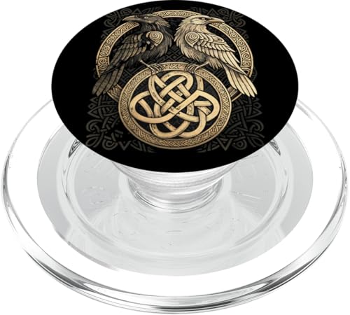 Nordisches Knotenwerk - Huginn & Muninn Viking Ravens PopSockets PopGrip für MagSafe von Steps To Valhalla with Odins Ravens Knotwork