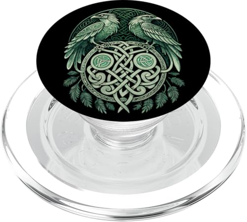 Retro Nordic Ravens Huginn & Muninn Knotwork - nordischer Wikinger PopSockets PopGrip für MagSafe von Steps To Valhalla with Odins Ravens Knotwork