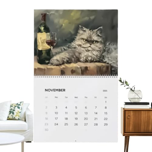 Katzenkalender,Lustiger Katzenkalender, Kalender zum Aufhängen mit seltsamer Katze, 12-Monats-Terminplaner, Heimdekoration, lustiger Tierkalender für Zuhause, Business, Schule von Stibtmr