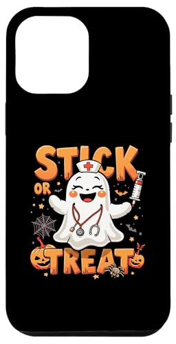 Hülle für iPhone 12 Pro Max Stick Or Treat Halloween-Kostüme für Damen von Stick Or Treat Ghost Nurse Halloween Nursing tees