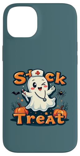 Hülle für iPhone 14 Plus Stick Or Treat Lustiger Geist Stillen Halloween Kostüme Frauen von Stick Or Treat Ghost Nurse Halloween Nursing tees