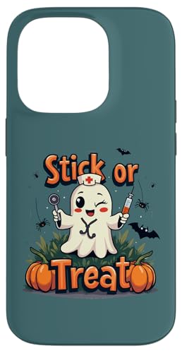 Hülle für iPhone 14 Pro Stick Or Treat Halloween-Kostüme für Damen von Stick Or Treat Ghost Nurse Halloween Nursing tees