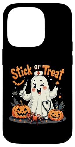 Hülle für iPhone 14 Pro Stick Or Treat Halloween-Kostüme für Damen von Stick Or Treat Ghost Nurse Halloween Nursing tees