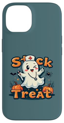 Hülle für iPhone 14 Stick Or Treat Lustiger Geist Stillen Halloween Kostüme Frauen von Stick Or Treat Ghost Nurse Halloween Nursing tees