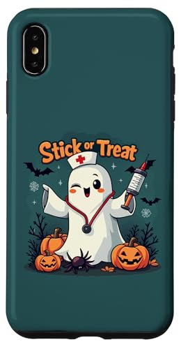 Hülle für iPhone XS Max Lustige Halloween-Kostüme zum Stillen, Stick Or Treat Ghost von Stick Or Treat Ghost Nurse Halloween Nursing tees