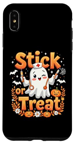 Hülle für iPhone XS Max Stick Or Treat Lustiger Geist Stillen Halloween Kostüme Frauen von Stick Or Treat Ghost Nurse Halloween Nursing tees