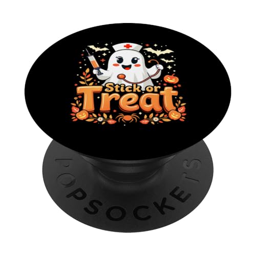 Lustige Halloween-Kostüme zum Stillen, Stick Or Treat Ghost PopSockets Klebender PopGrip von Stick Or Treat Ghost Nurse Halloween Nursing tees