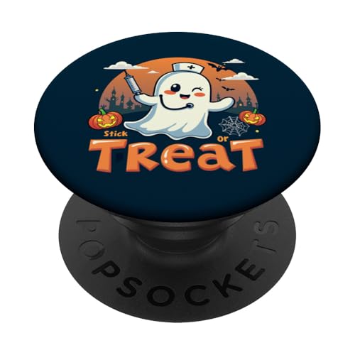 Lustige Halloween-Kostüme zum Stillen, Stick Or Treat Ghost PopSockets Klebender PopGrip von Stick Or Treat Ghost Nurse Halloween Nursing tees