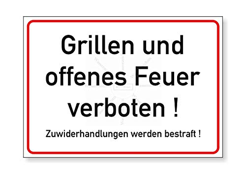 Sticker-Designs 15cm! Klebe-Folie Wetterfest Made-IN-Germany: Grillen offenes Feuer verboten S131 UV&Kratzfest Profi-Qualität! von Sticker-Designs