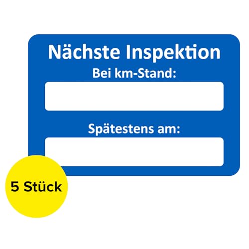 Nächste Inspektion Aufkleber 5 Stück – Service Zettel KFZ, Inspektion Zettel, Wartungsaufkleber, Service Aufkleber, Inspektionszettel, Kundendienst Aufkleber, Service Auto (5 Stück) von Sticker-Verlag