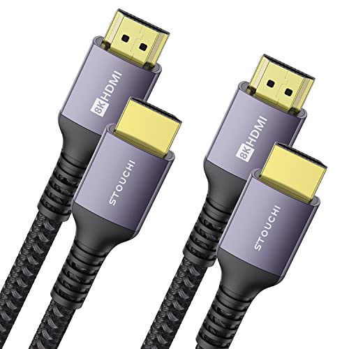 HDMI 2.1 Kabel 8K 0,5m,Stouchi Ultra HD 48Gbit/s Hochgeschwindigkeit 8K60hz 4K120hz 144Hz 165Hz RTX 3080 DSC eARC Dynamisches HDR10 4:4:4 HDCP2.2&2.3 Dolby,Kompatibel mit TV/PS5/Xbox-Serie,2 Packungen von Stouchi