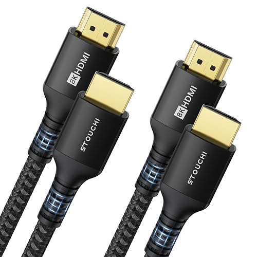 Stouchi HDMI 2.1 Kabel 8K 1,2m,Ultra HD 48Gbit/s Hochgeschwindigkeit 8K60hz 4K120hz 144Hz 165Hz RTX,DSC eARC Dynamisches HDR10 4: 4: 4 HDCP 2.2&2.3 Dolby,Kompatibel mit TV/PS5/Xbox Schwarz,2 Packungen von Stouchi