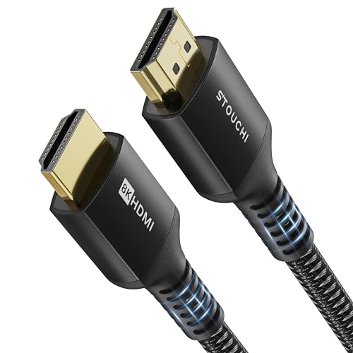 Stouchi HDMI 2.1 Kabel 8K 1m,Ultra HD 48 Gbit/s Hochgeschwindigkeit 8K60hz 4K120hz 144Hz 165Hz RTX,DSC eARC Dynamisches HDR10 4: 4: 4 HDCP 2.2&2.3 Dolby,Kompatibel mit TV/PS5/Xbox Schwarz,1 Packung von Stouchi