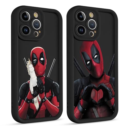 Stradvnaly 2 Stück Cool Anime Handyhülle für iPhone 13 Hülle 6,1",Cartoon Design Funny Kreativität Muster Case Schwarz TPU Bumper Weiche Silikon Stoßstange Schutzhülle Karikatur,Fashion von Stradvnaly