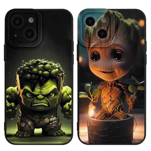 Stradvnaly 2 Stück Handyhülle für iPhone 13 Hülle 6,1",Cartoon Anime Muster Coole Aesthetic Case für Mädchen Jungen,Silikon Weiche TPU Dünn Stoßfeste Kameratasche Tasche Schutzhülle Schwarz,Comics von Stradvnaly