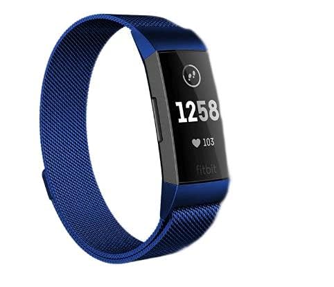 Strap-it Milanese Blau - Passend für Fitbit Charge 3 & Fitbit Charge 4 - Armband für Smartwatch - Ersatzarmband Edelstahl - für Damen und Herren - Zubehör passend für Fitbit Charge 3 & Fitbit Charge 4 von Strap-it