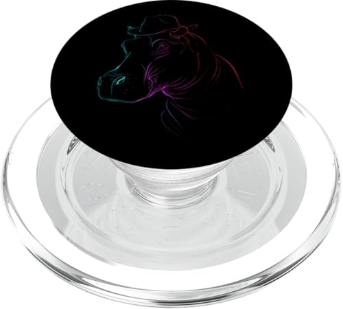 Elegantes Nilpferd mit Fedora-Hut-Skizze PopSockets PopGrip für MagSafe von Stylish Hippo Fedora Animal Headwear