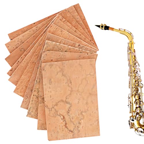 Altsaxophon Kork Ersatz Kit, 10 Stück Altsaxophon Hals Kork Blatt Universal Altsaxophon Gelenk Korkblätter Instrumentenzubehör für Altsopran/Sopran/Saxophon von Styquenzer