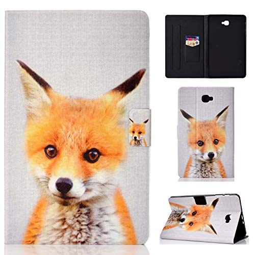 Succtop Samsung Tab A6 Hülle PU Leder Folio Flip Stand Tasche Brieftasche Tablet Schutzhülle mit Kartenschlitz und Auto Schlaf/Wach für Samsung Galaxy Tab A 2016 10.1 Zoll SM-T580/SM-T585 Fuchs von Succtop