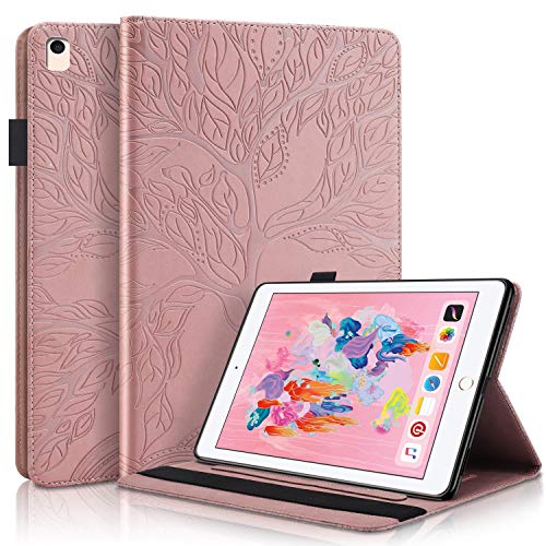 Succtop iPad 2018 6. Generation Hülle, iPad 2017 5. Generation Hülle, iPad Air/Air 2 PU Lederhülle mit Auto Schlaf/Wach Funktion für Apple iPad 9.7 Zoll 2017/2018 iPad Air/iPad Air 2 Roségold von Succtop