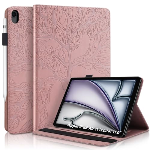 Succtopy Hülle für iPad Air 11 Zoll M2 (2024) Folio Flip PU Leder Schutzhülle iPad Air 11 Zoll Tablet Hülle mit Stifthalter und Standfunktion für iPad Air 11 Zoll (2024) Roségold von Succtopy