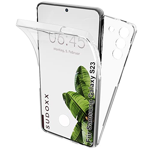 Sudoxx Hülle Für Samsung Galaxy S23 5G Komplettschutz HD Klar Full Cover Case 360 Schutzhülle Handyhülle Rundum (Vorne Weich TPU)+(Hinten Hart PC)(Kein-Vergilben) von Sudoxx