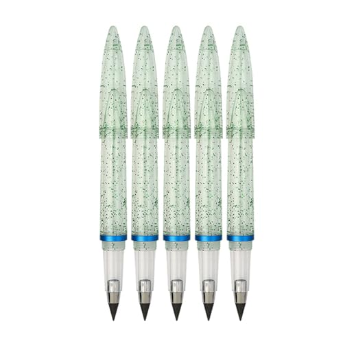 SueaLe Bleistift, 5 Stück, Acryl-Tintenloser Stift, nachfüllbar, ewiger Stift, Anspitzen, unendlicher Bleistift, austauschbare Spitze zum Schreiben und Zeichnen von SueaLe