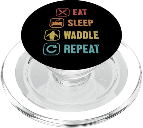 Eat Sleep Waddle Repeat Königspinguin Kaiserpinguin Pinguin PopSockets PopGrip für MagSafe von Süße Pinguin Plüsch Kuscheltier Deko Geschenke