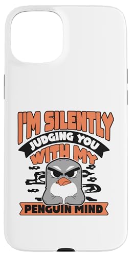 Hülle für iPhone 15 Plus Silently Judging You With My Penguin Mind Seevogel Pinguin von Süße Pinguin Plüsch Kuscheltier Deko Geschenke