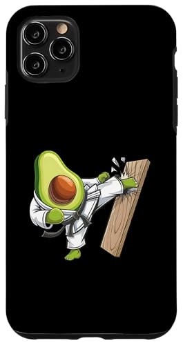 Hülle für iPhone 11 Pro Max Karate Avocado Tritt Holzplanke von Süße lustige Avocado Frucht Guacamole Essen Design