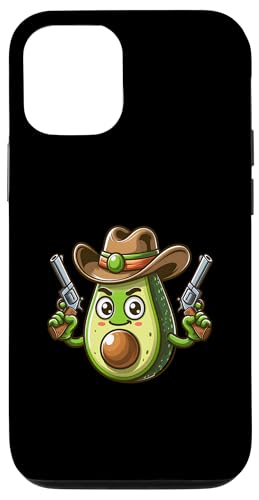 Hülle für iPhone 15 Lustiger Avocado-Cowboy mit zwei Pistolen von Süße lustige Avocado Frucht Guacamole Essen Design