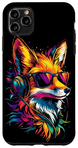 Hülle für iPhone 11 Pro Max Fuchs Kopfhörer Bunte Regenbogen Farben Rotfuchs DJ Füchse von Süßer Fuchs & Füchse Geschenk für Musik Liebhaber