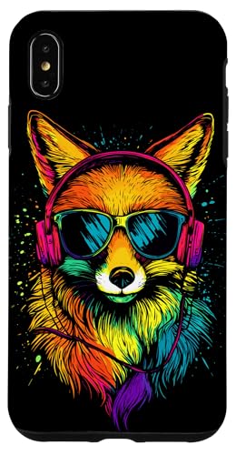 Hülle für iPhone XS Max Fuchs Kopfhörer Bunte Regenbogen Farben Rotfuchs DJ Füchse von Süßer Fuchs & Füchse Geschenk für Musik Liebhaber